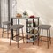 Mix Grey PE Rattan Bar Table with Tempered Glass Top and 3-Tier Shelves for Outdoor Patio
